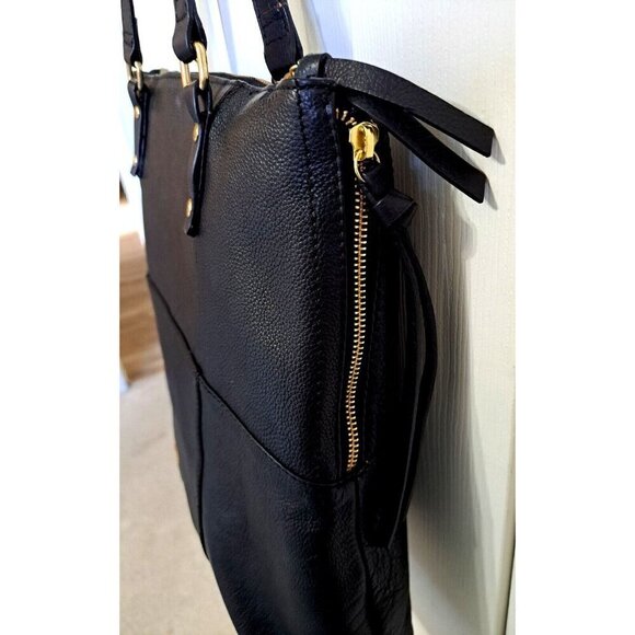 Kooba Shoulder Strap Black Pebbled Leather Everette Handbag 16"x14" - Picture 6 of 16